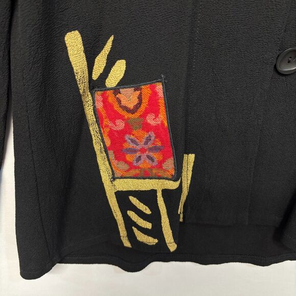 AHNI Women Blouse Top Button Shirt Size 0 Embroidered Floral Artsy D055 -1 - Picture 9 of 16